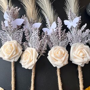 Elegant Cream Rose and Butterfly Bouquet